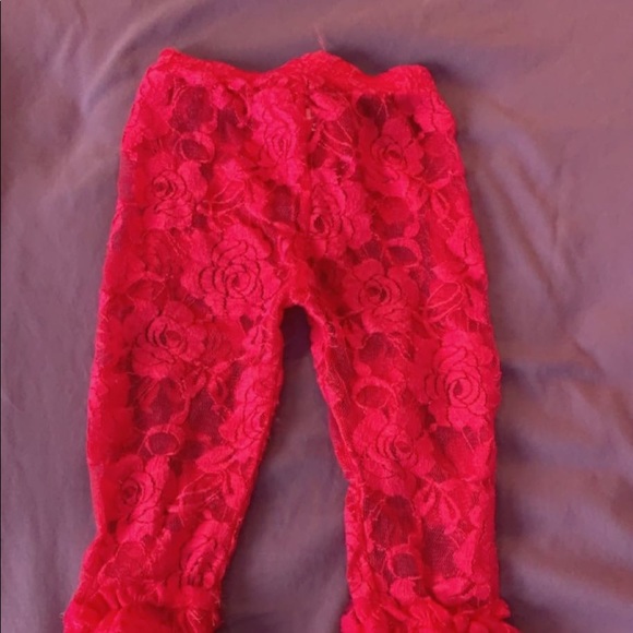 pink rose pants fluffy cuffs for babies - Picture 2 of 2
